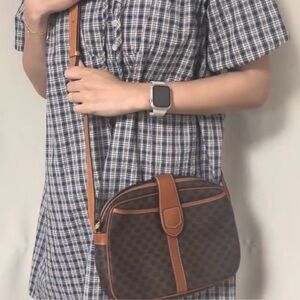 Celine Vintage Camera Bag in Brown Macadam Canvas